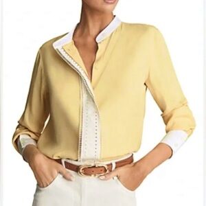 REISS Samara Blouse with ladder embroidery